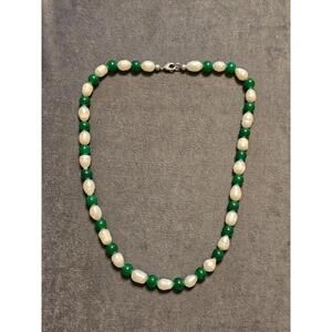 Pearl And Green Beaded Necklace